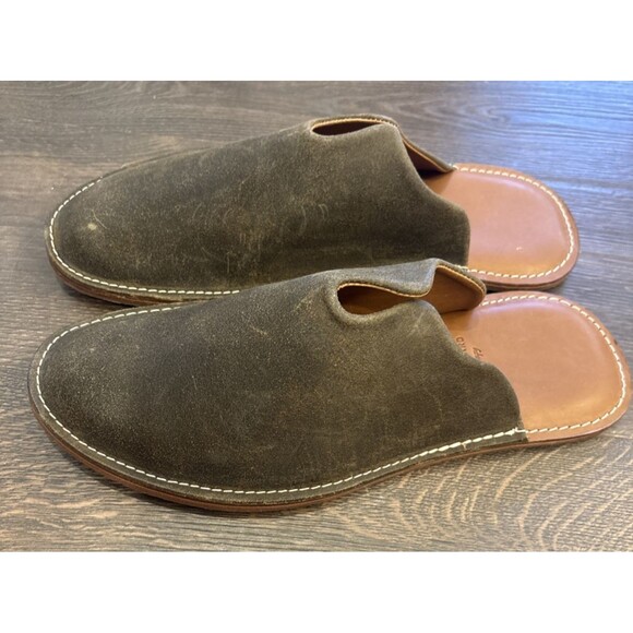 WP Standard Mr Grumpy Shoes Mens SZ ML 10.5-11 Olive Leather Suede Slippers New - Picture 6 of 7